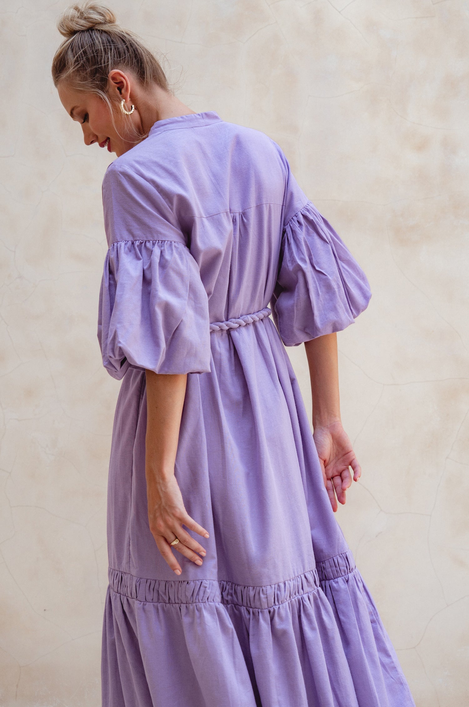 Oleana Puff Sleeve Maxi Dress - Lavender