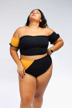 Cali super high waisted color-blocked bikini bottom