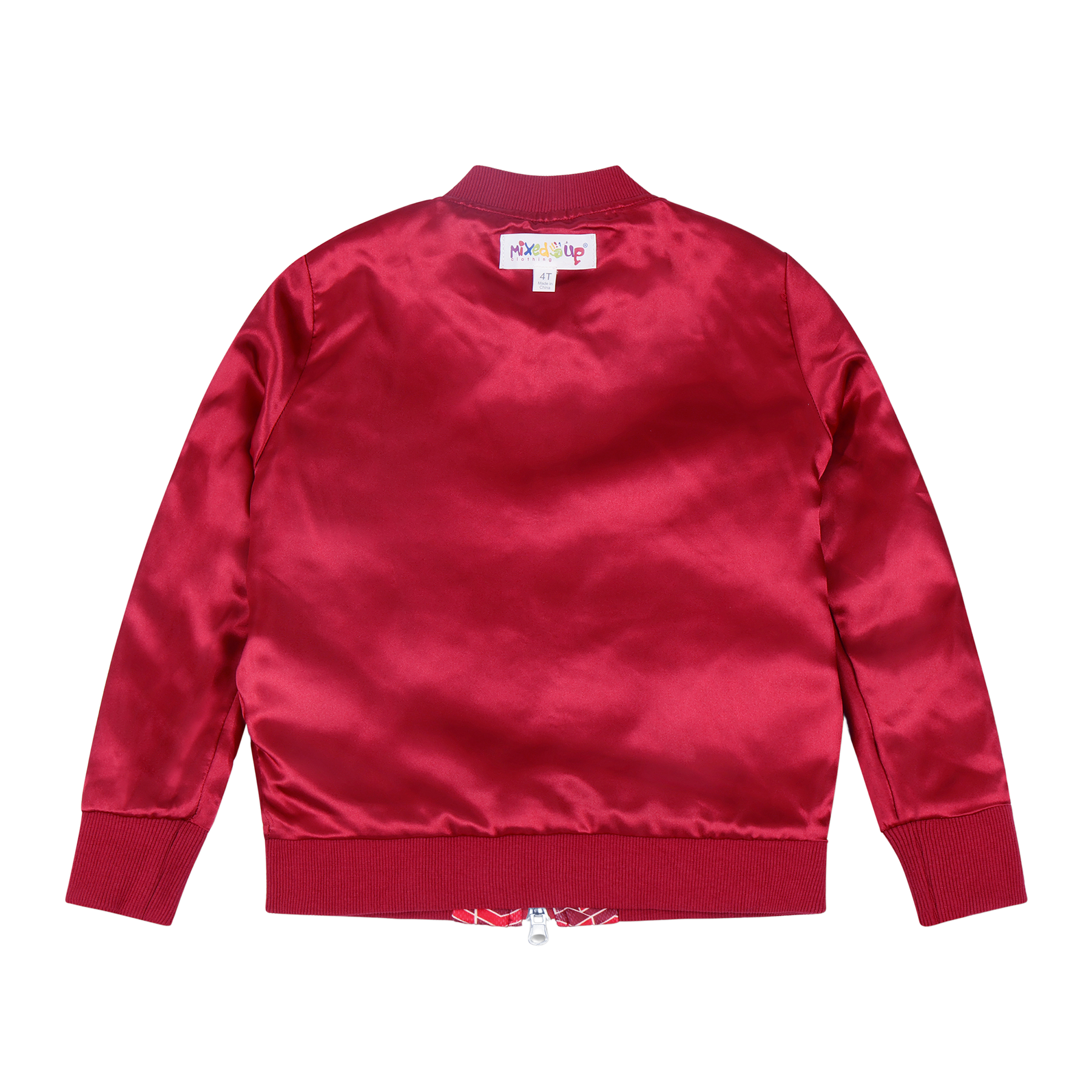 Kids Reversible Zip up Lightweight Bomber Jacket - Red Multicolor