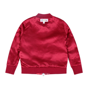 Kids Reversible Zip up Lightweight Bomber Jacket - Red Multicolor