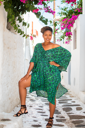 Obaatan Kaftan+Maxi Dress - Lazer Iguana (Bamboo Rayon)