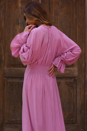 Ava Long Sleeve Ruffle Maxi Dress - Mauve