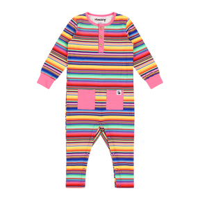 Mixed Up Clothing Baby Long Sleeve Button Front Romper Multicolor Stripe