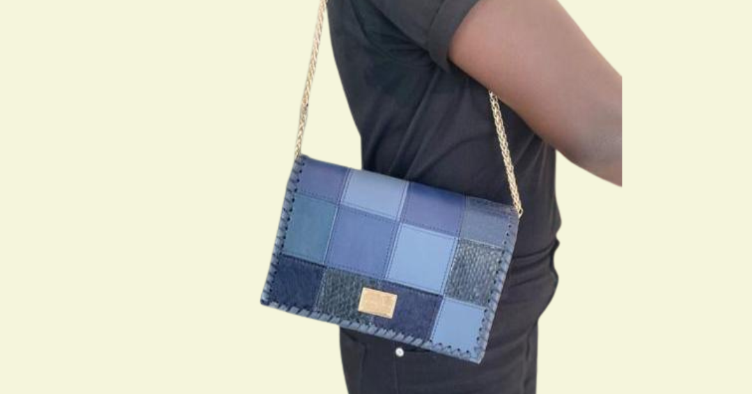 Blue DARA Patchwork Midi Bag