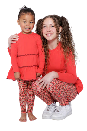 Mixed Up Clothing Girls Tiered Tunic and Legging Set Red Multicolor