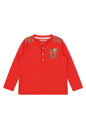 Mixed Up Clothing Boys Pocket Long-Sleeve Henley Shirt  Red Multicolor