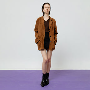 LENNOX BROWN SUEDE BLAZER JACKET