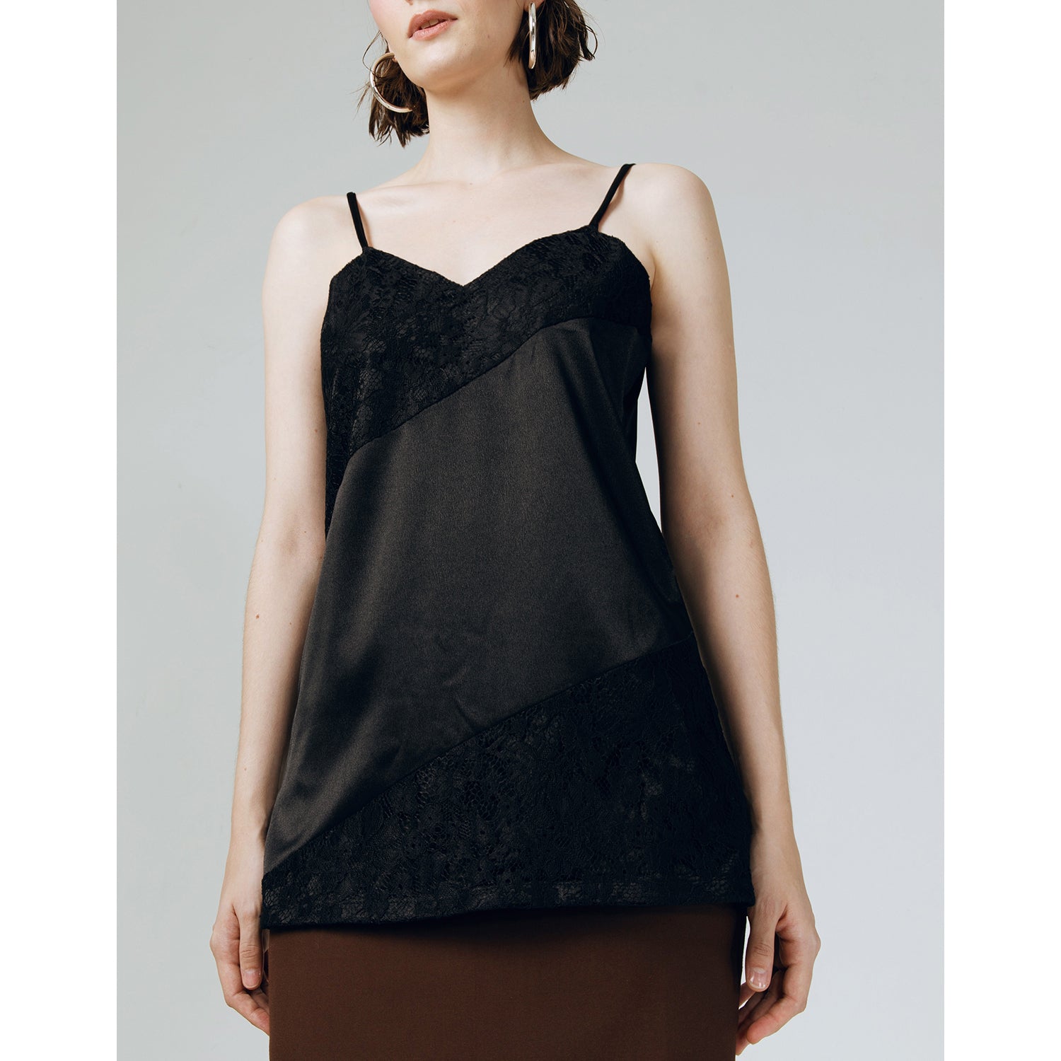 LACE-DETAILED SATIN CAMISOLE