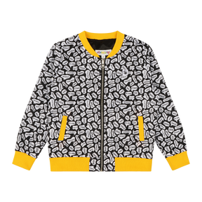 Kids Reversible Zip up Lightweight Bomber Jacket - Black/Yellow/Hello