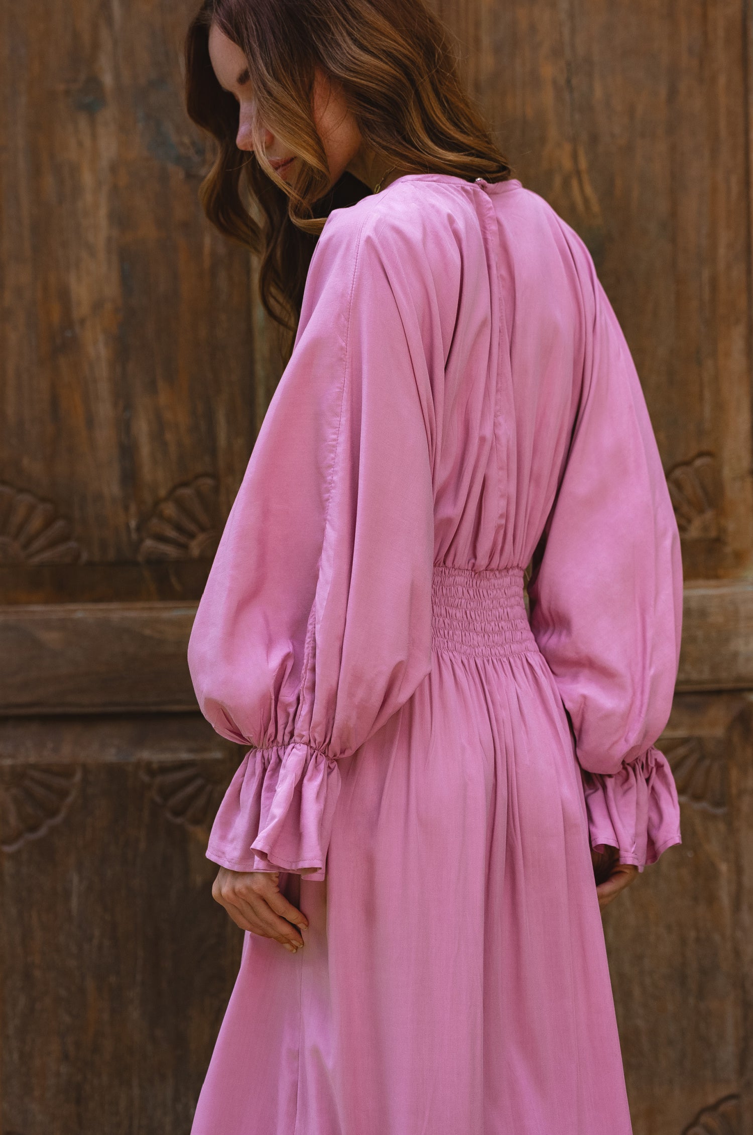 Ava Long Sleeve Ruffle Maxi Dress - Mauve