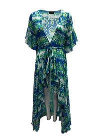 Korinne Standard Kaftan-Blue & Green Batik Print