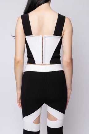 Ribbed Cut Out Panel Corsetry Top