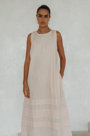 Beloved Cara Slip on Cotton Maxi Dress - Cream