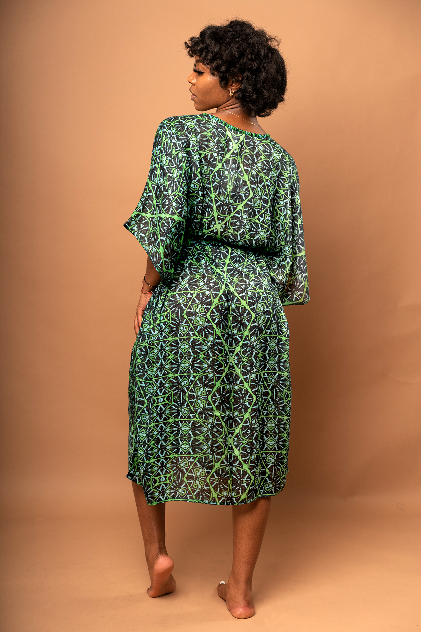 Akila Kimono Wrap Dress - Octavia Lazer Iguana