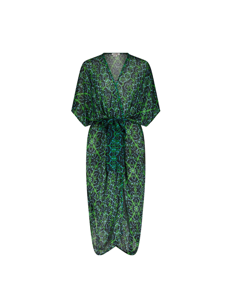 Akila Kimono Wrap Dress - Octavia Lazer Iguana