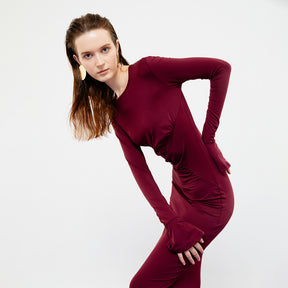 SERENA MAROON BODYCON MAXI DRESS