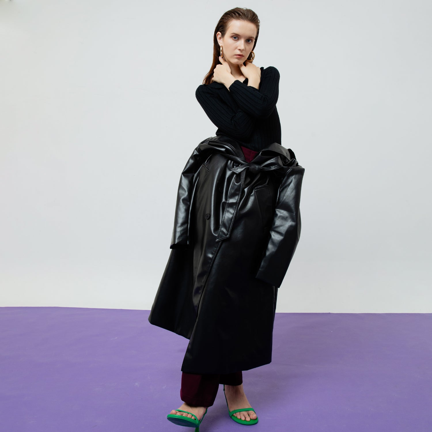 RAVEN LEATHER BLACK TRENCH COAT