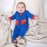 Mixed Up Clothing Baby Long Sleeve Button Front Romper Blue/Red