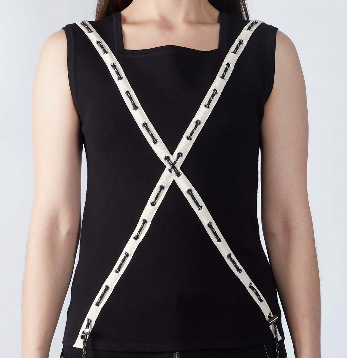 Grommet Cross Knit Top