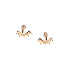 Art Gold Stud Earrings with ear jackets