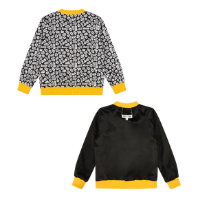 Kids Reversible Zip up Lightweight Bomber Jacket - Black/Yellow/Hello