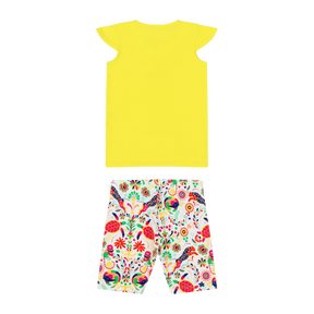 Mixed Up Clothing Girls Burda Tunic & Short Set - Blazing Yellow/Animal Arabesque