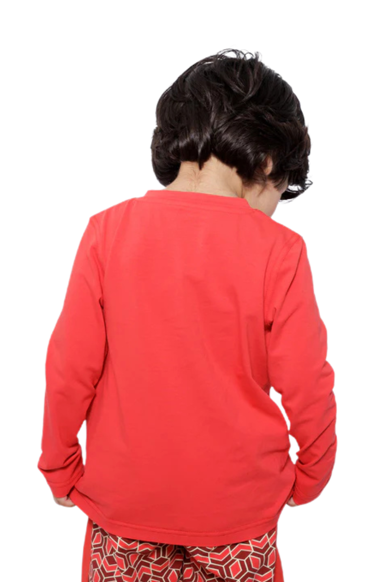 Mixed Up Clothing Boys Pocket Long-Sleeve Henley Shirt  Red Multicolor