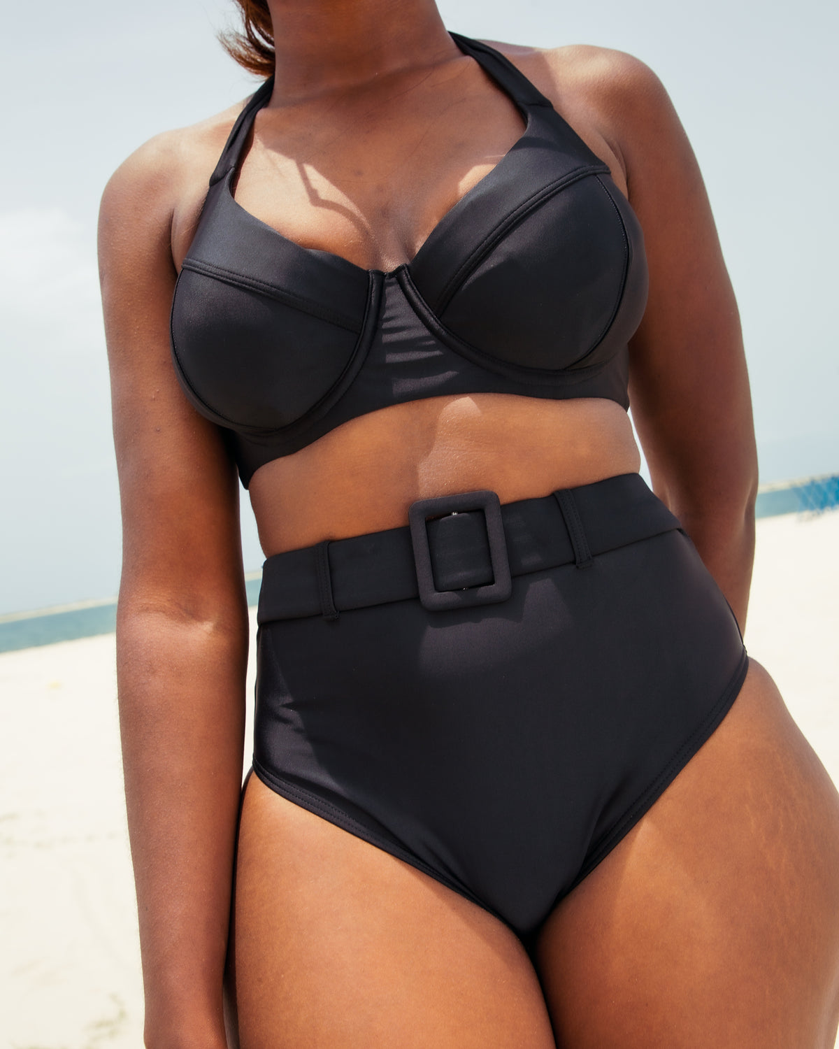 Fuller Bust Underwired Bikini top "Soweto" - Black DD+