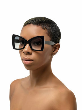 The Admiral black acetate cat eye unisex oversized sunglasses