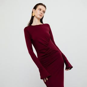 SERENA MAROON BODYCON MAXI DRESS