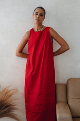 Beloved Cara Slip on Cotton Maxi Dress - Red