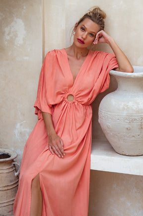 Elena Bohemian Gown Dress - Peach