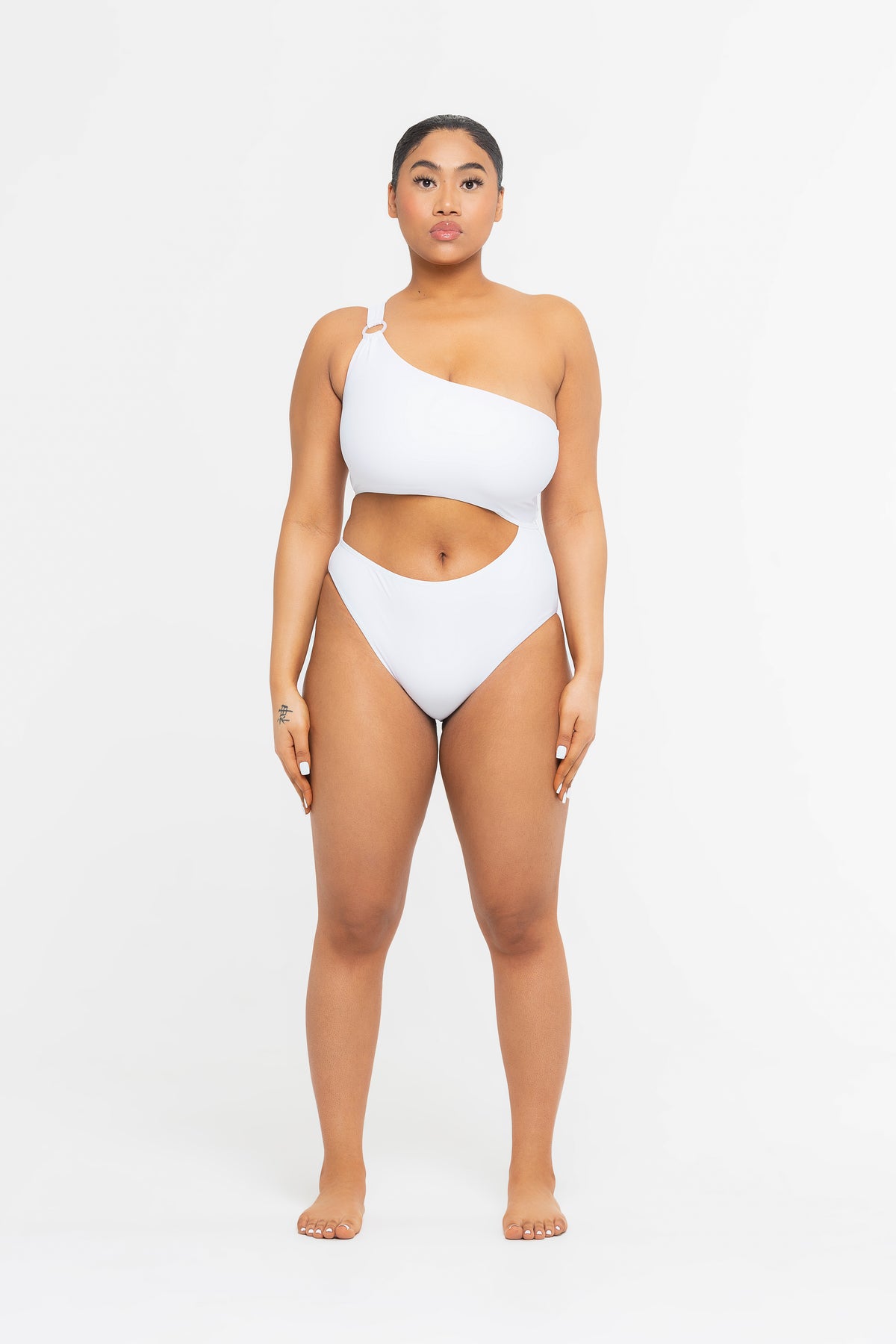 Fuller Bust Asymmetric One Piece "Mombasa" - White