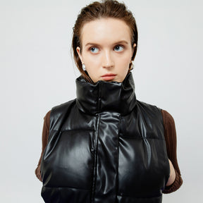 RILEY QUILTED BLACK LEATHER VEST