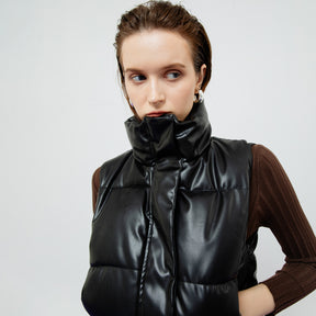 RILEY QUILTED BLACK LEATHER VEST