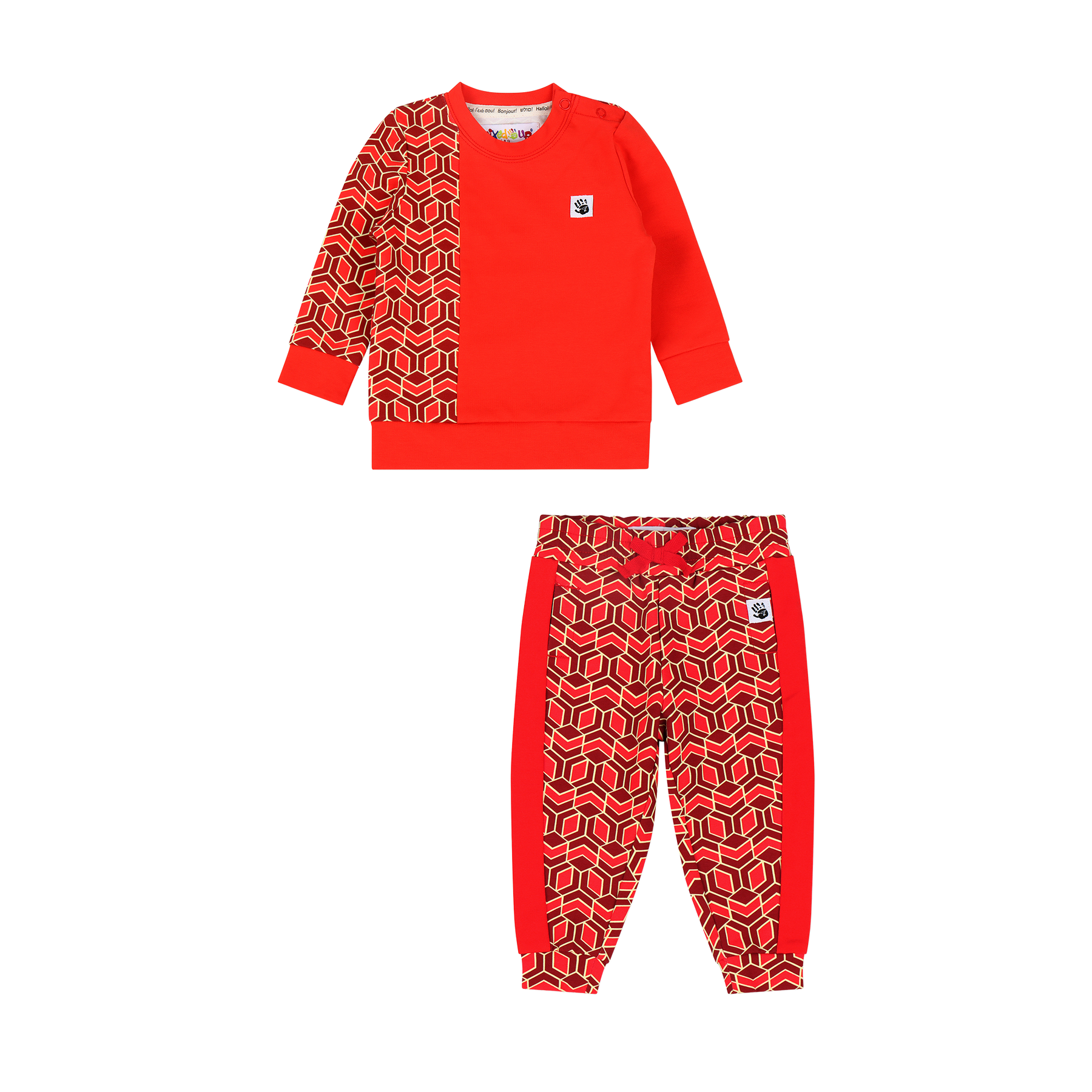 Mixed Up Clothing Baby Crewneck Sweatshirt and Jogger Pant Set Red Multicolor