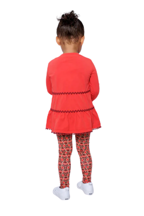 Mixed Up Clothing Girls Tiered Tunic and Legging Set Red Multicolor