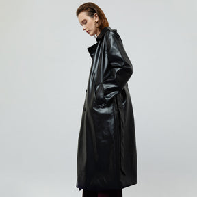 RAVEN LEATHER BLACK TRENCH COAT