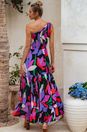 Cassandra One Shoulder Maxi Dress - Hawaii