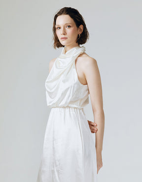 AMELIA RUFFLE NECK DRESS