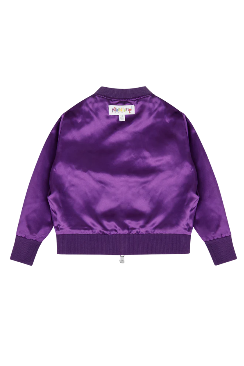 Kids Reversible Zip up Lightweight Bomber Jacket - Purple Multicolor Stripe