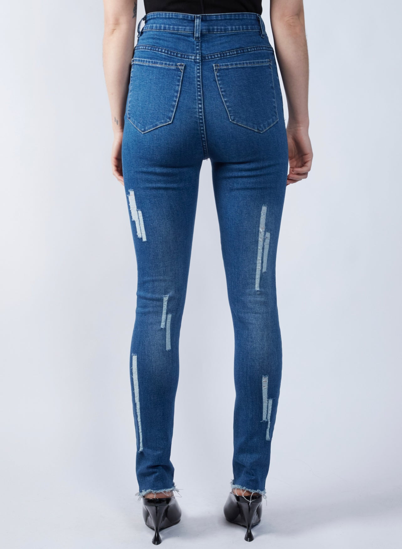 Geometric Distress Skinny Jean