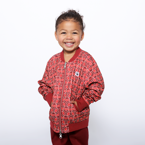 Kids Reversible Zip up Lightweight Bomber Jacket - Red Multicolor