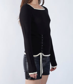 Grommet Knit Long Sleeve