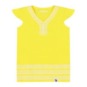 Mixed Up Clothing Girls Burda Tunic & Short Set - Blazing Yellow/Animal Arabesque