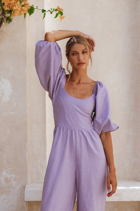 Heaven Bay Linen Jumpsuit - Lavender