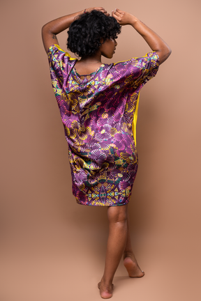 Tunde Tunic Mini Dress in Silk - Sophisticated Soul of Gold