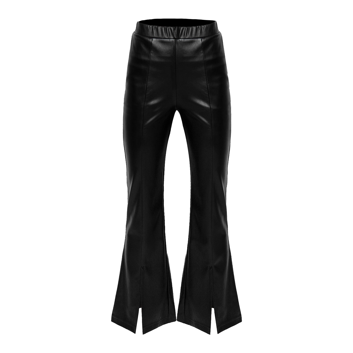 NINA FLARED BLACK LEATHER PANTS