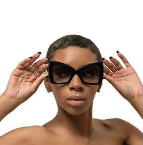 The Admiral black acetate cat eye unisex oversized sunglasses