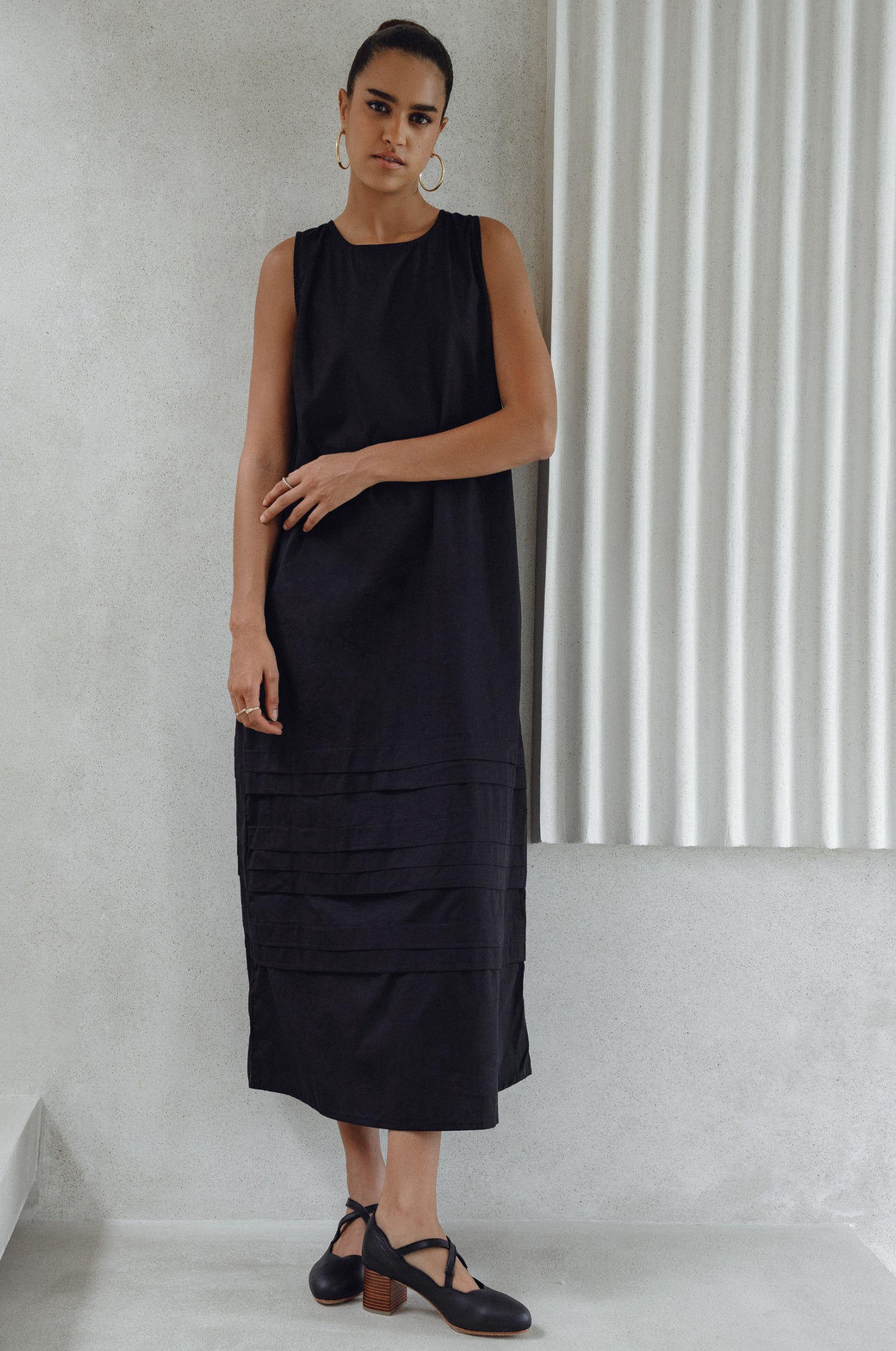 Beloved Cara Slip on Cotton Maxi Dress - Black